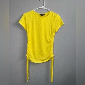 INC International Concepts Yellow Ruched Tie Front T-Shirt